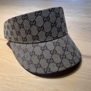 Gucci Beige and Brown Monogram Visor - Authentic